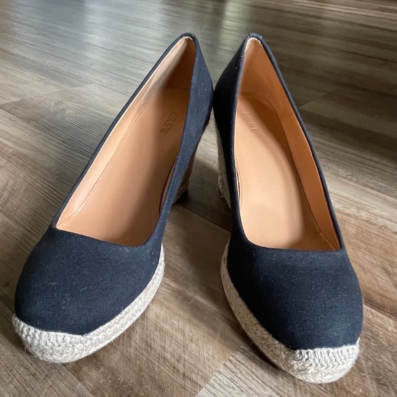 J. Crew Shoes - J.Crew Seville espadrille wedges - black canvas